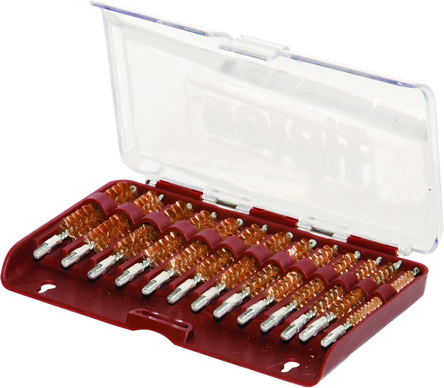 Tipton 13-Piece Bronze Bore Brush Set with Storage Case for Rifle Cleaning and Maintenance