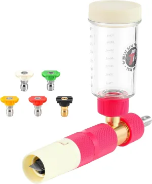 Tool Daily Foam Cannon for Pressure Washer, Original Soap Cannon for Car Wash, 5 Power Washer Nozzle Tips, 1/4 Inch Quick Connect