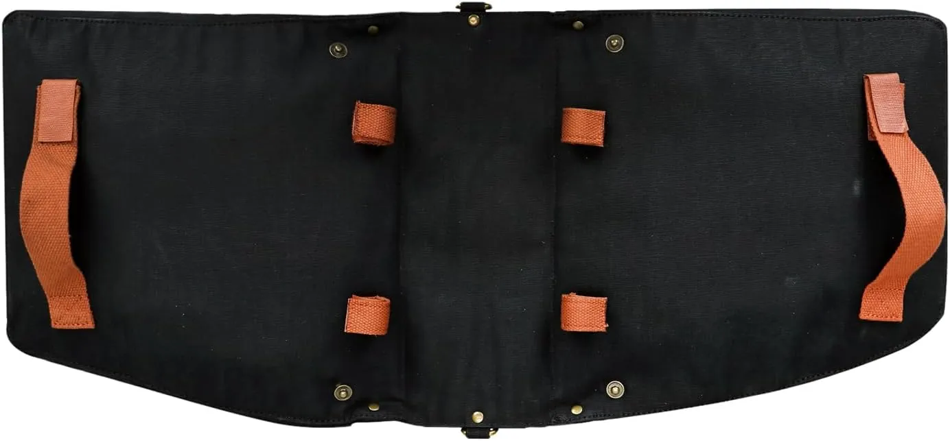 TOURBON Canvas Cycling Bicycle Bike Pannier Rear Seat Bag Rack Trunk (Waterproof, Roll-Up) (Black)