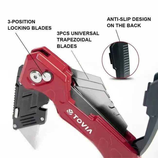Tovia Folding Utility Knife with Handy Blade Storage