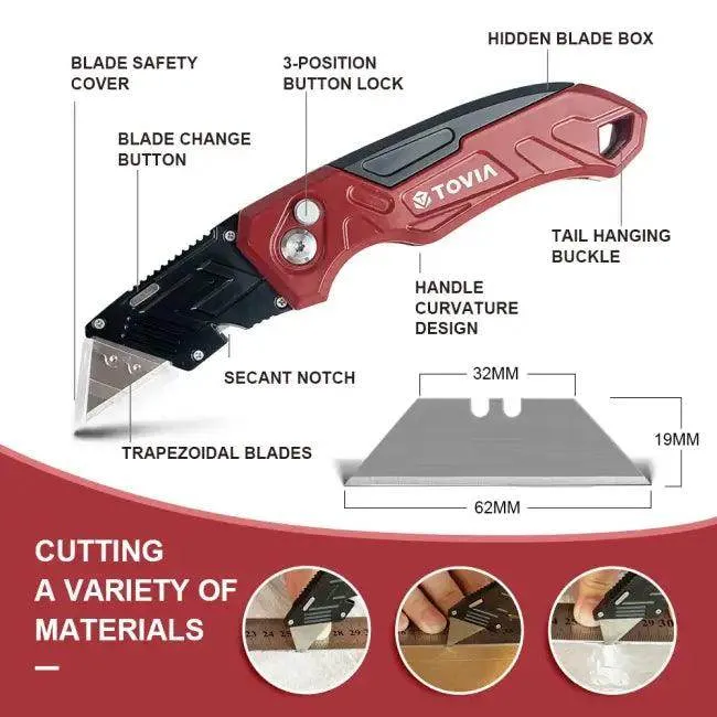 Tovia Folding Utility Knife with Handy Blade Storage