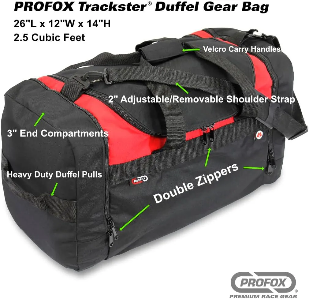 Trackster Auto Racing Motorsports Gym Gear Sports Equipment Duffel Bag (Black-Green)
