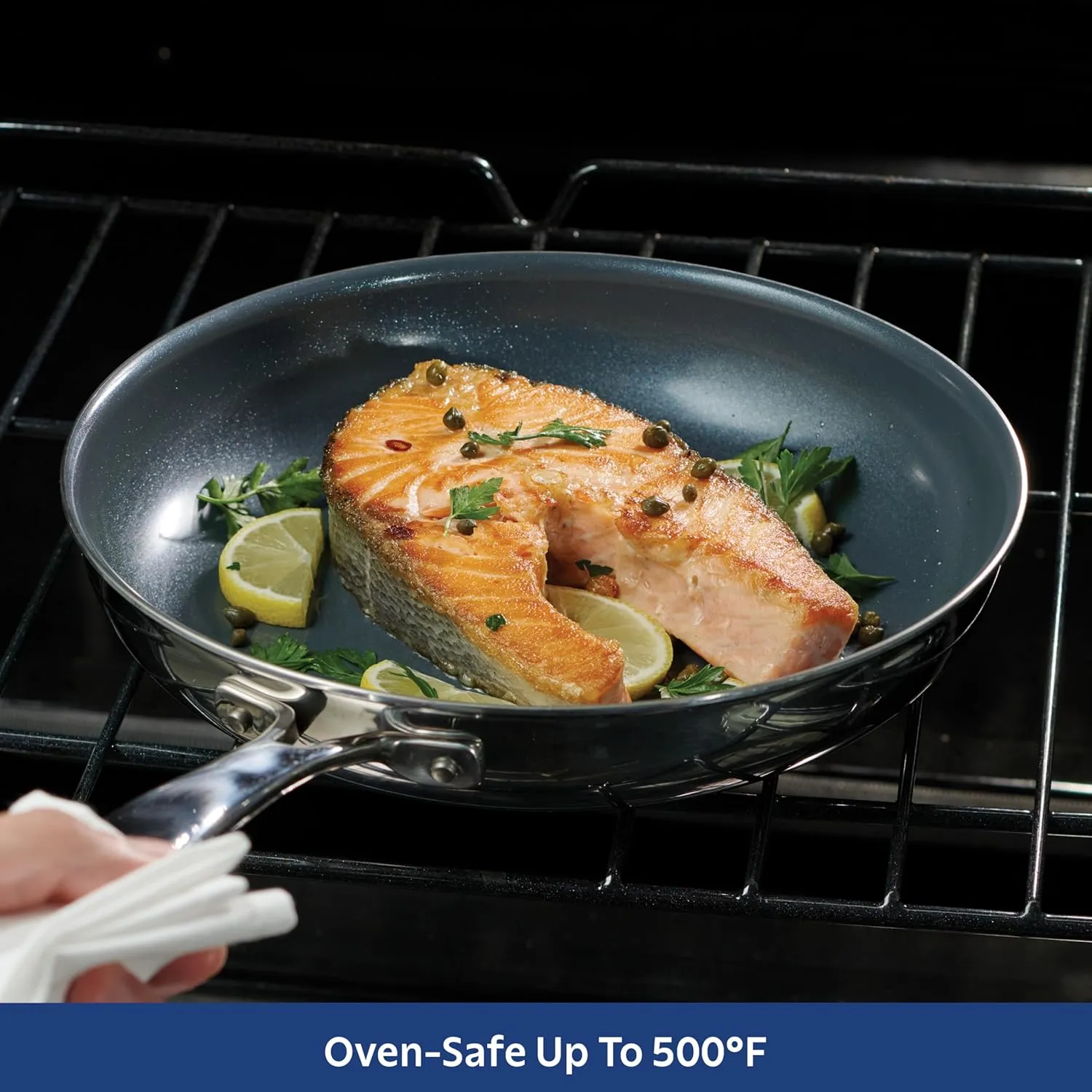 Tramontina Seattle 12-Inch Tri-Ply Clad Stainless Steel Large Frying Pan with Ceramic Non Stick Interior, Induction-Ready Nonstick Skillet, Oven-Safe, Dishwasher-Safe