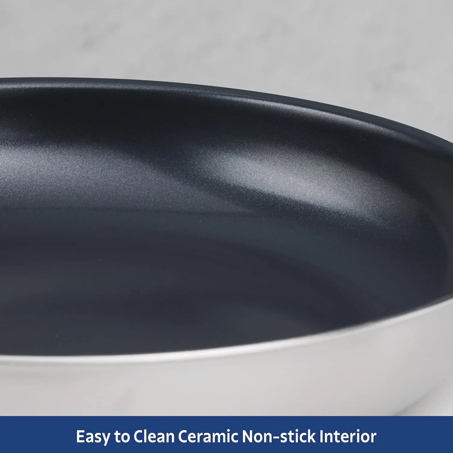 Tramontina Seattle 12-Inch Tri-Ply Clad Stainless Steel Large Frying Pan with Ceramic Non Stick Interior, Induction-Ready Nonstick Skillet, Oven-Safe, Dishwasher-Safe