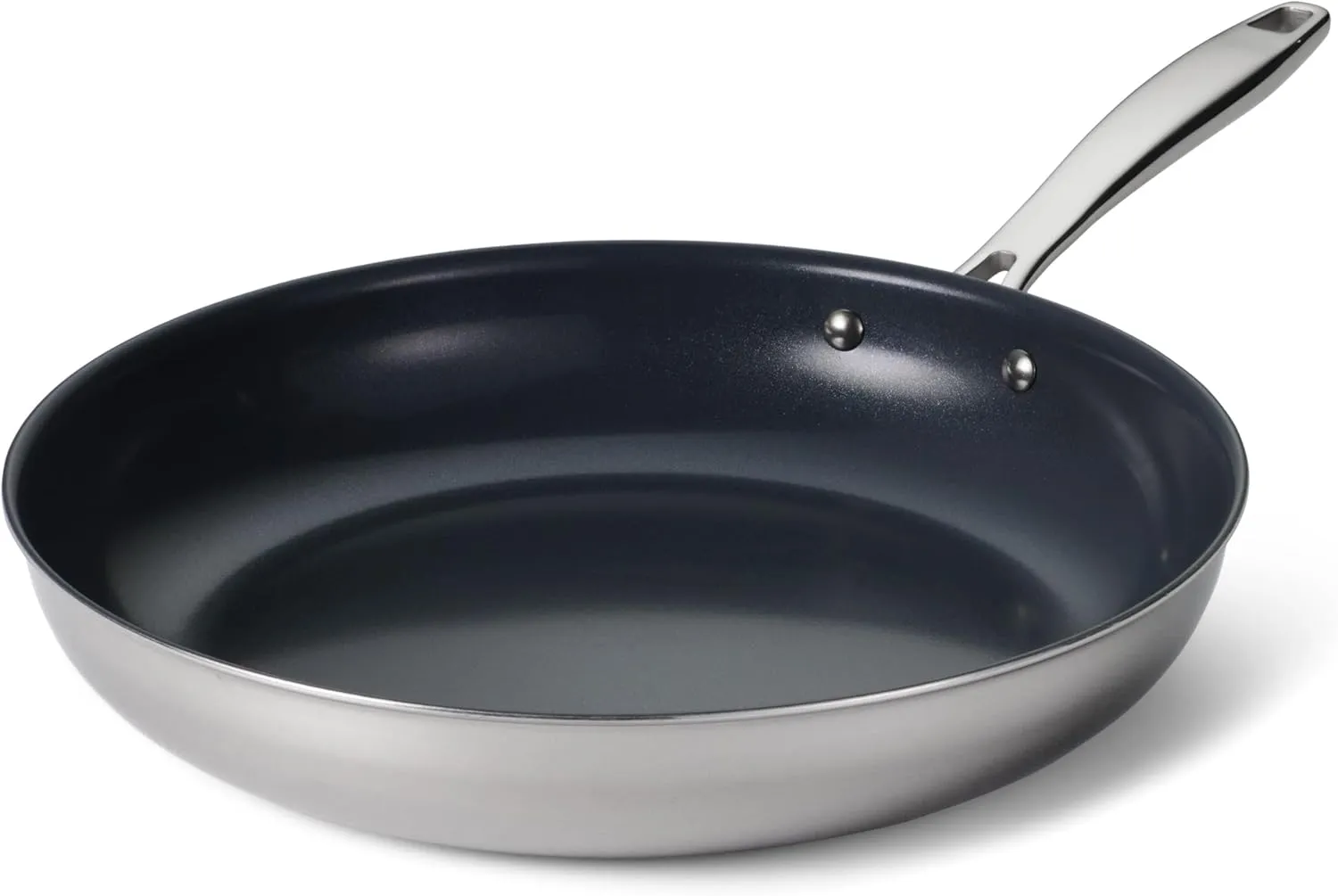 Tramontina Seattle 12-Inch Tri-Ply Clad Stainless Steel Large Frying Pan with Ceramic Non Stick Interior, Induction-Ready Nonstick Skillet, Oven-Safe, Dishwasher-Safe