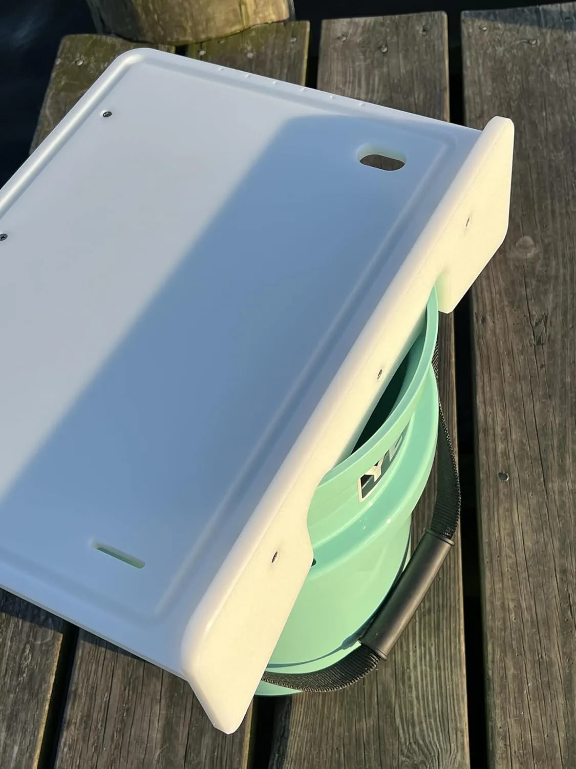 TRAPSKI Made in the USA | Common or Premium Bucket Raised Fillet Cutting Board Table | 1/2 inch Thick HDPE UV Protected | Non-Skid or Mark Rubber Feet (White, 18" Wx13 Dx5 H)