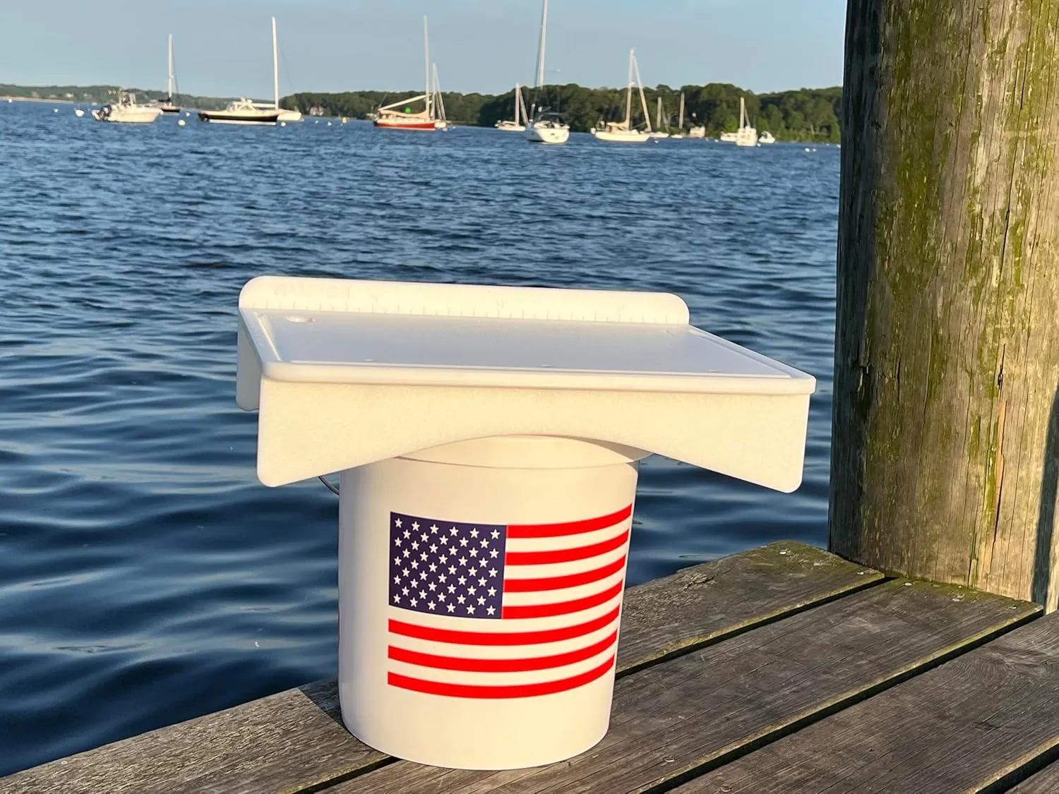 TRAPSKI Made in the USA | Common or Premium Bucket Raised Fillet Cutting Board Table | 1/2 inch Thick HDPE UV Protected | Non-Skid or Mark Rubber Feet (White, 18" Wx13 Dx5 H)