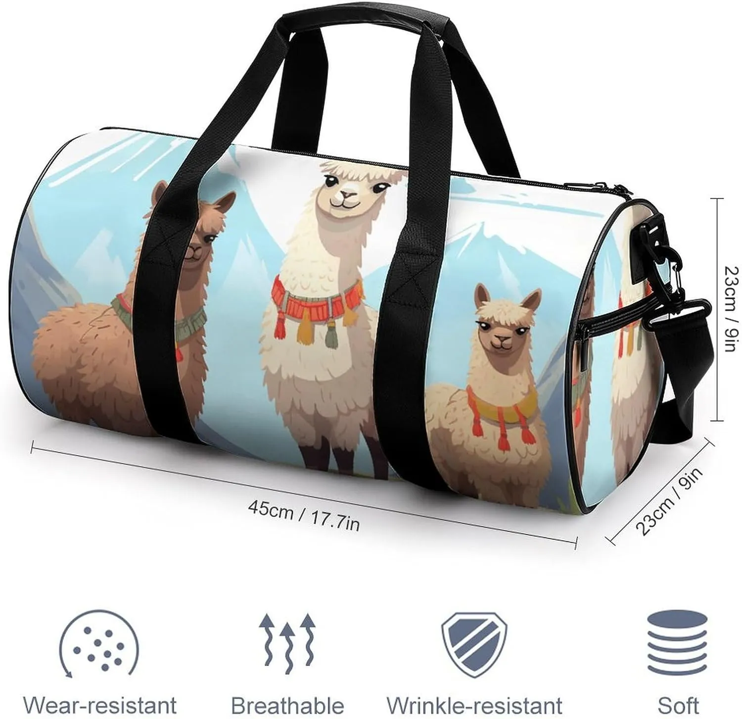 Travel Duffel Bag for Men And Women,Llama And Alpaca Waterproof Sports Fitness Bag Portable Travel Duffel Bag