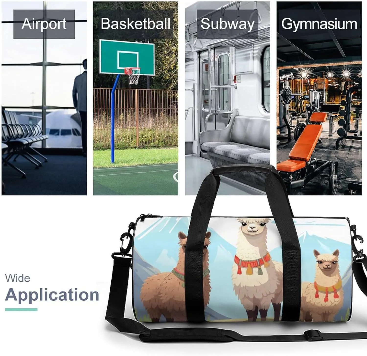 Travel Duffel Bag for Men And Women,Llama And Alpaca Waterproof Sports Fitness Bag Portable Travel Duffel Bag