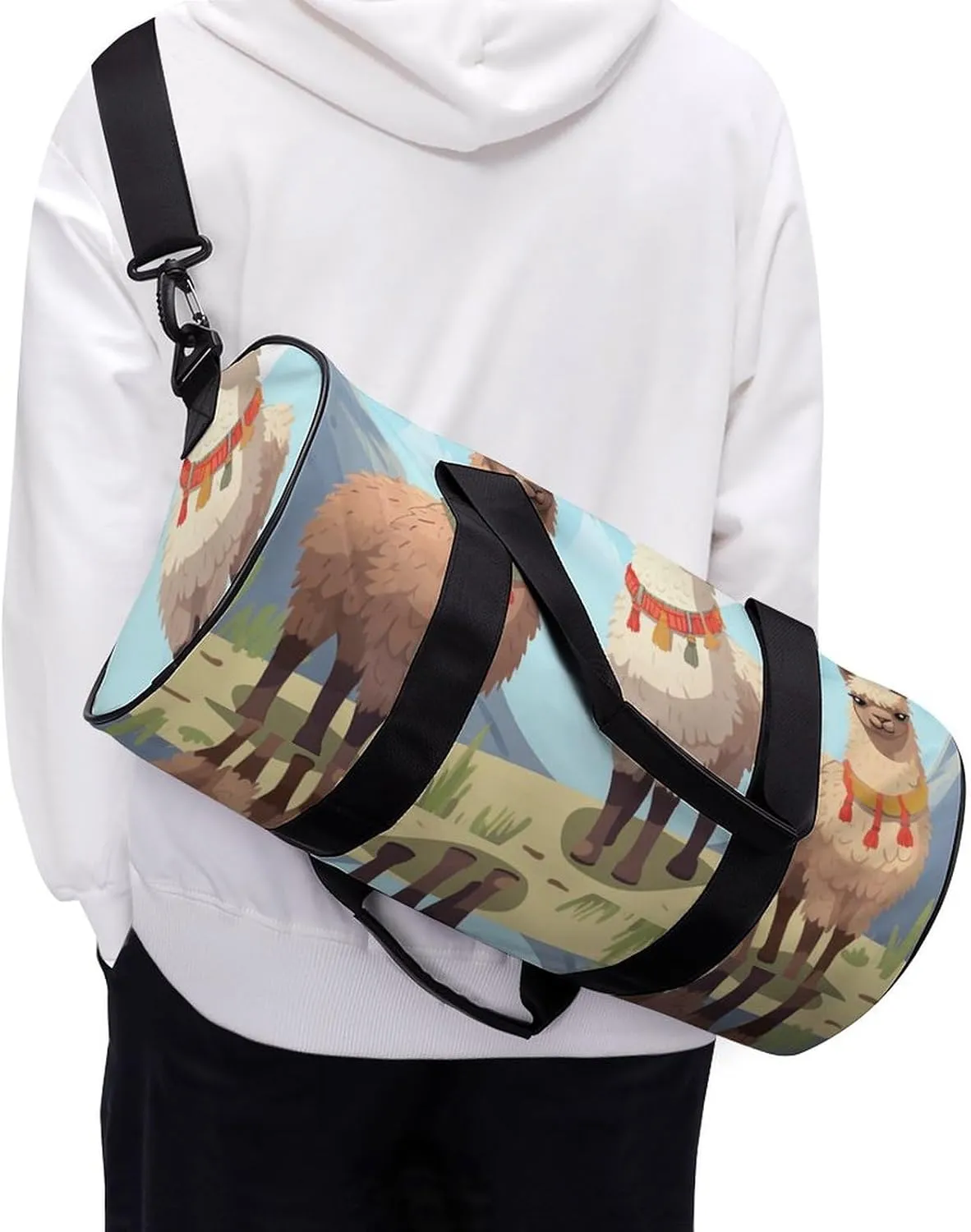 Travel Duffel Bag for Men And Women,Llama And Alpaca Waterproof Sports Fitness Bag Portable Travel Duffel Bag