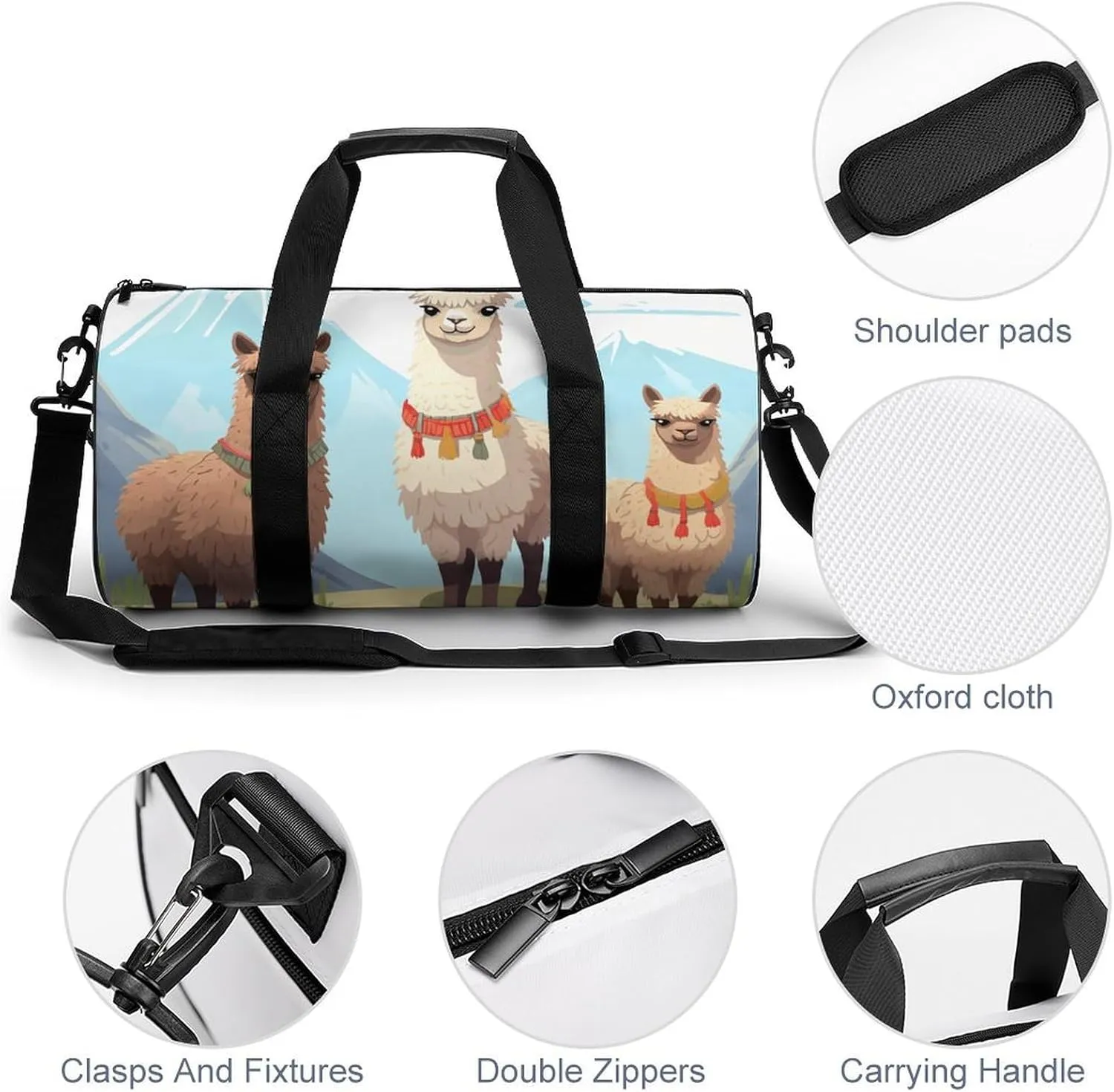 Travel Duffel Bag for Men And Women,Llama And Alpaca Waterproof Sports Fitness Bag Portable Travel Duffel Bag