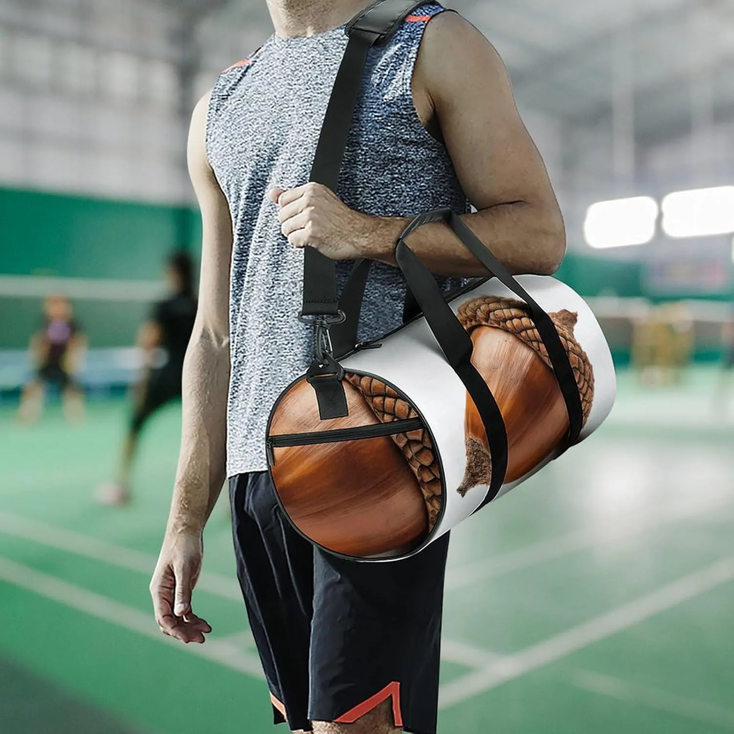 Travel Duffel Bag for Men And Women,Real Acorn Images Waterproof Sports Fitness Bag Portable Travel Duffel Bag