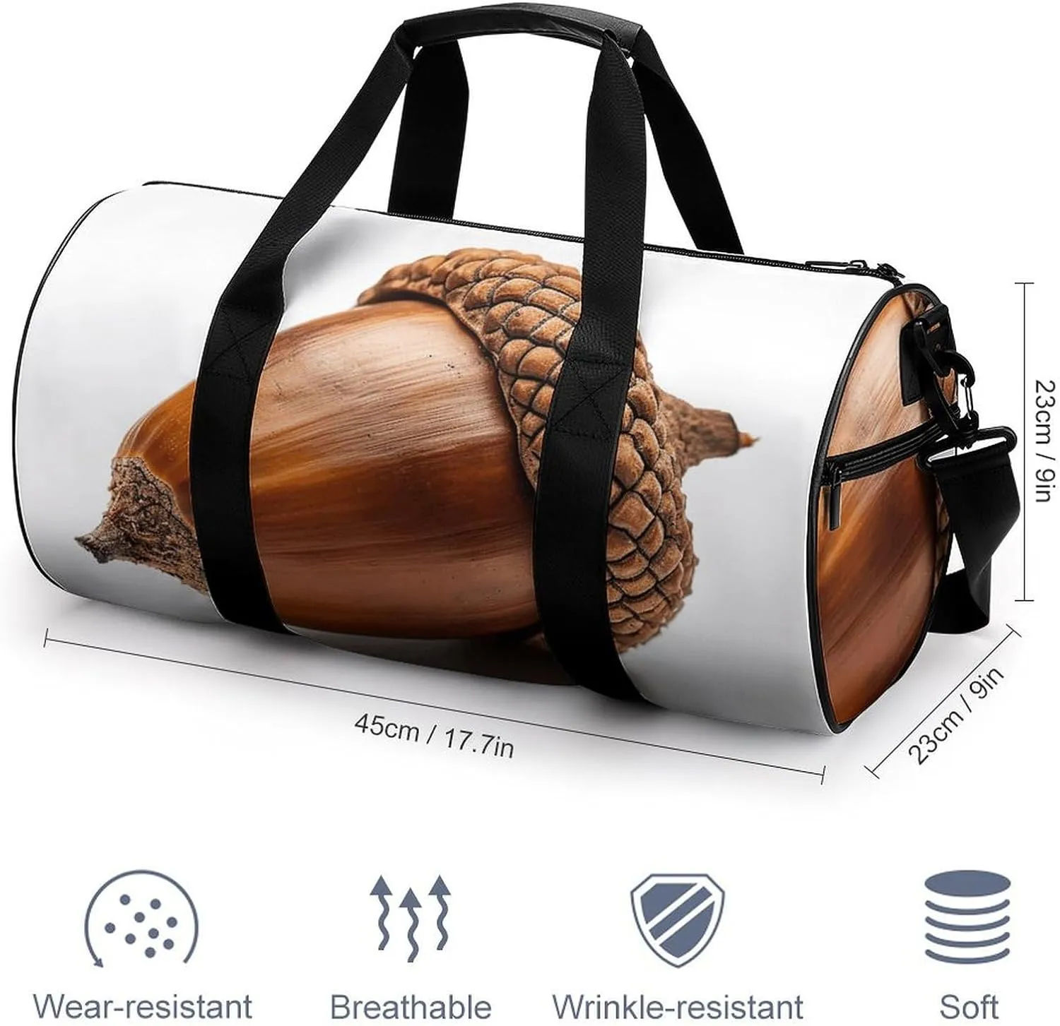 Travel Duffel Bag for Men And Women,Real Acorn Images Waterproof Sports Fitness Bag Portable Travel Duffel Bag