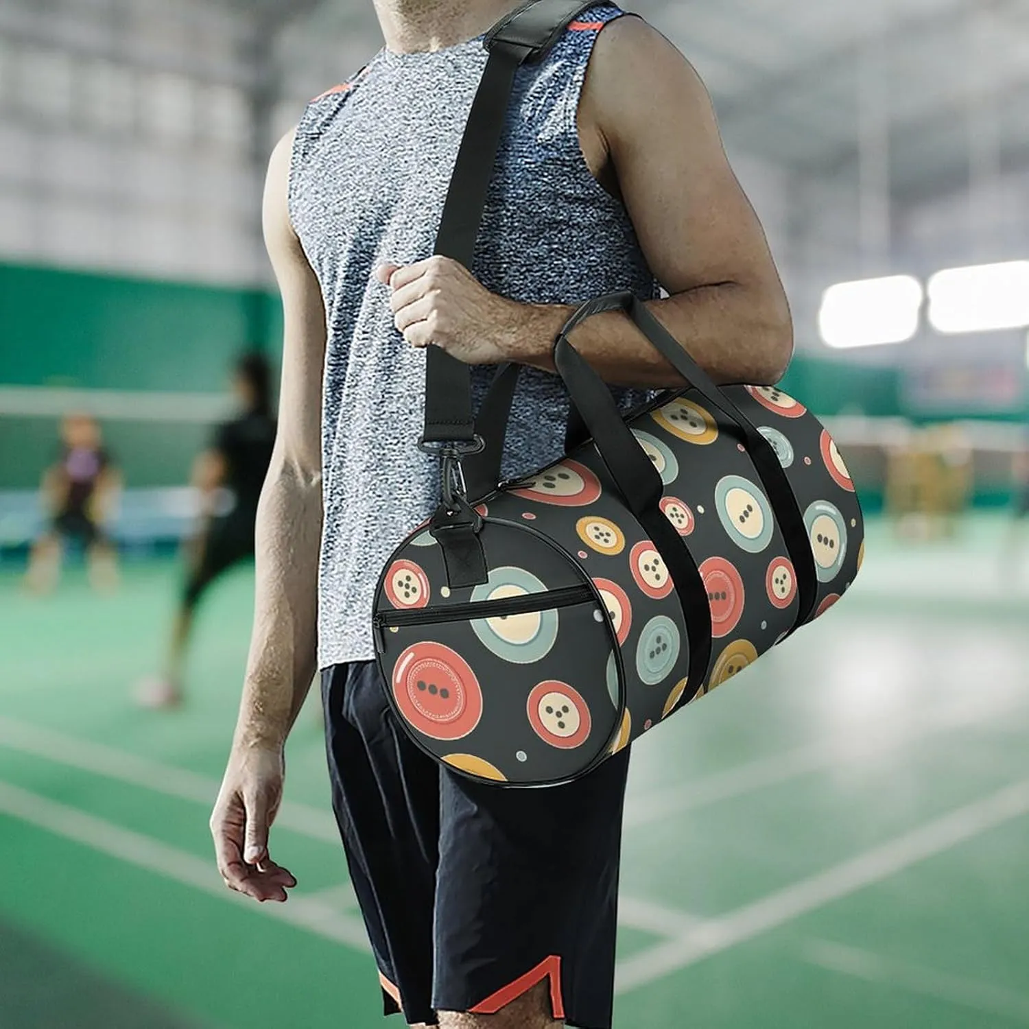 Travel Duffel Bag for Men And Women,Retro Color Pattern Waterproof Sports Fitness Bag Portable Travel Duffel Bag