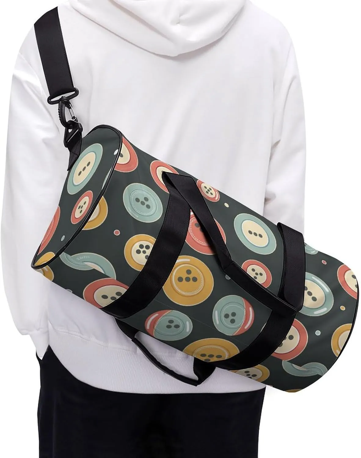 Travel Duffel Bag for Men And Women,Retro Color Pattern Waterproof Sports Fitness Bag Portable Travel Duffel Bag