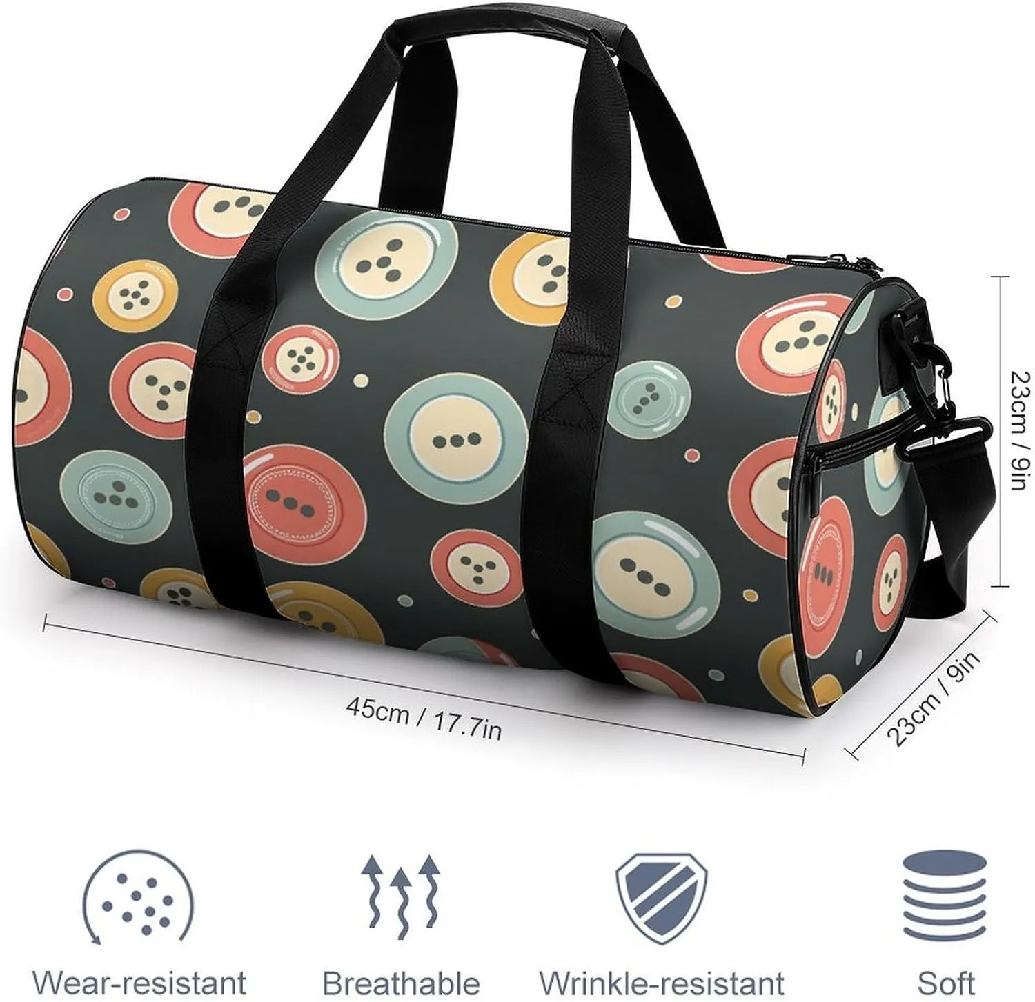 Travel Duffel Bag for Men And Women,Retro Color Pattern Waterproof Sports Fitness Bag Portable Travel Duffel Bag