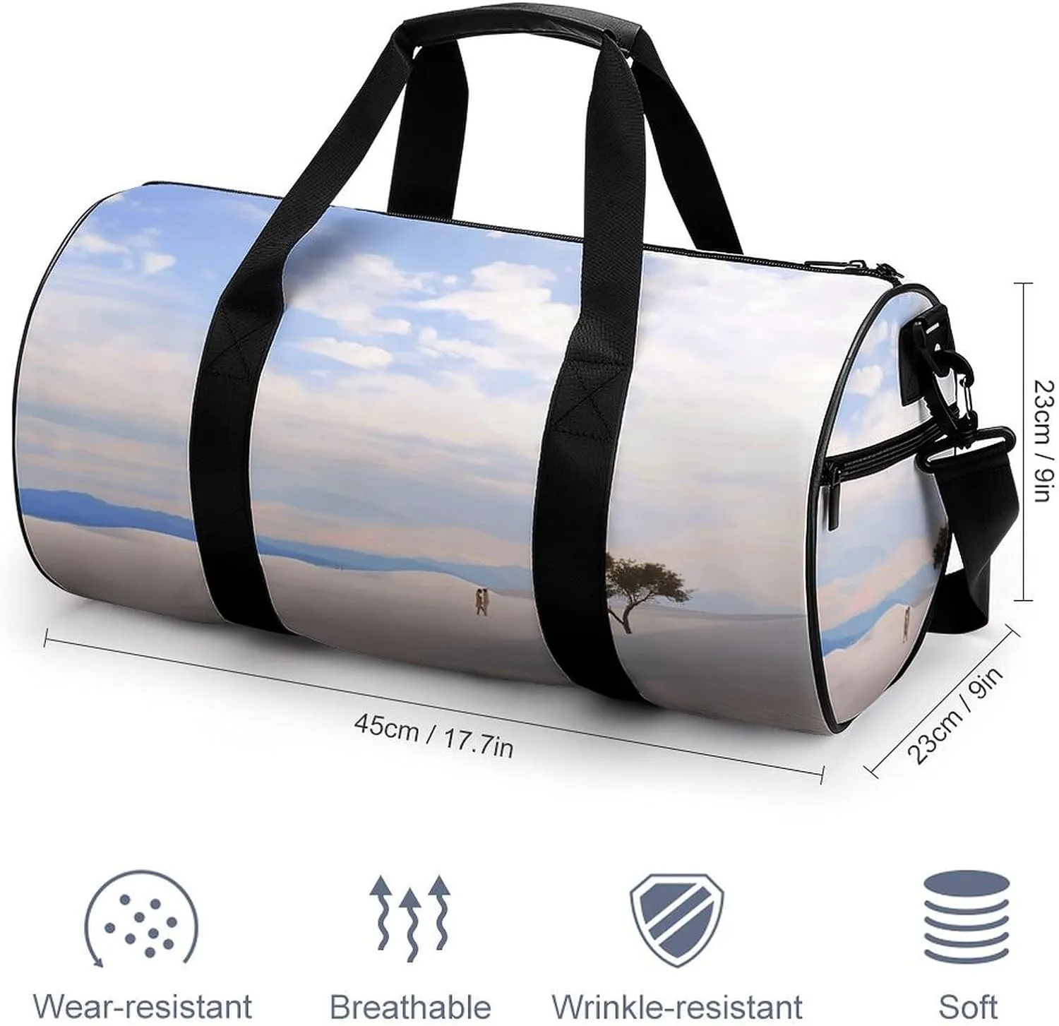 Travel Duffel Bag for Men And Women,Romantic White Sand Landscape Waterproof Sports Fitness Bag Portable Travel Duffel Bag