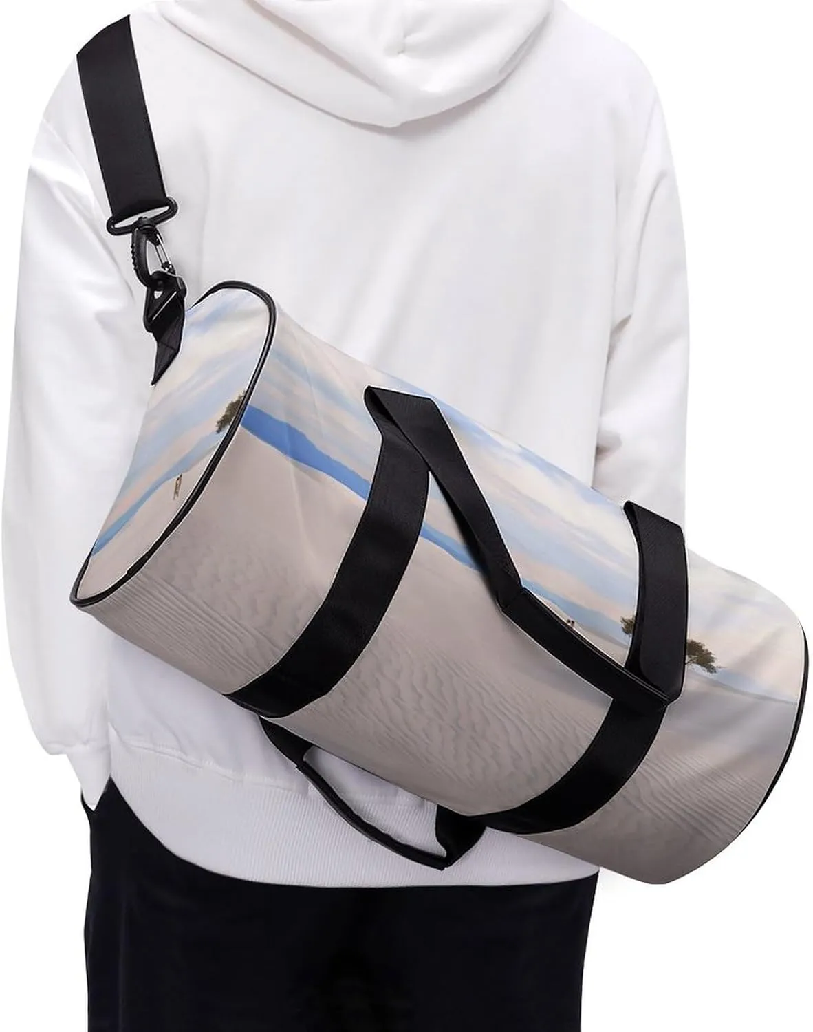 Travel Duffel Bag for Men And Women,Romantic White Sand Landscape Waterproof Sports Fitness Bag Portable Travel Duffel Bag