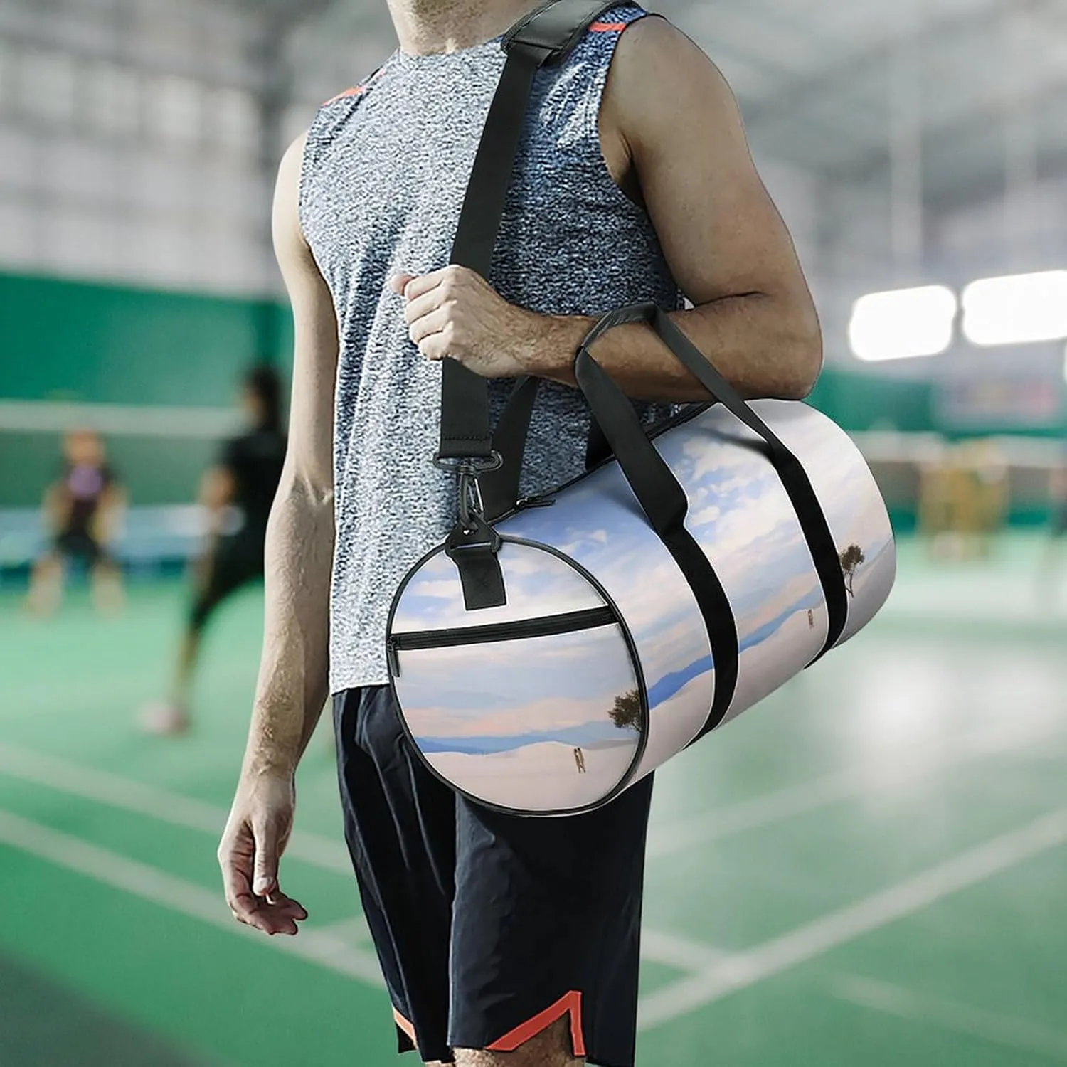 Travel Duffel Bag for Men And Women,Romantic White Sand Landscape Waterproof Sports Fitness Bag Portable Travel Duffel Bag