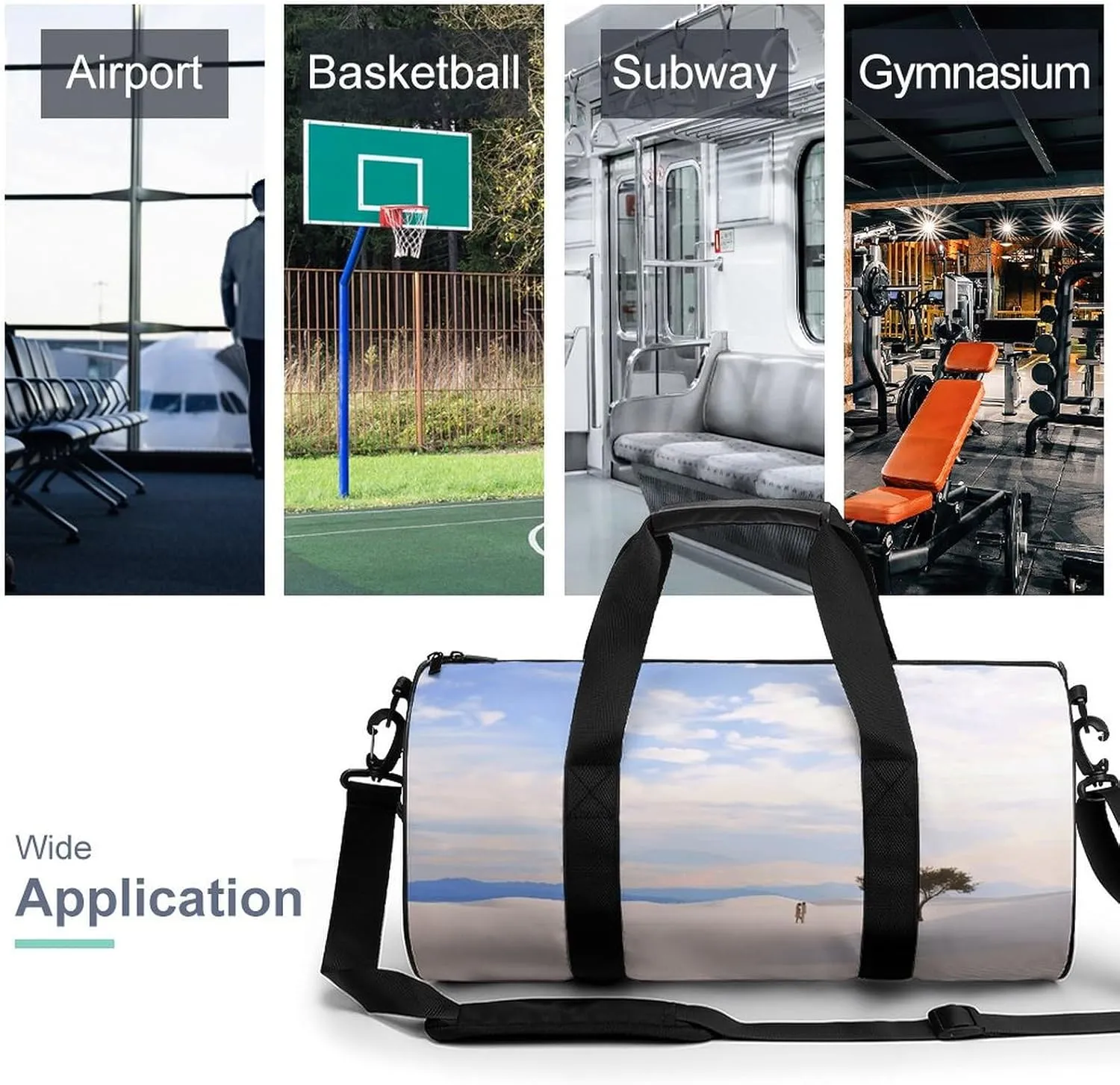 Travel Duffel Bag for Men And Women,Romantic White Sand Landscape Waterproof Sports Fitness Bag Portable Travel Duffel Bag