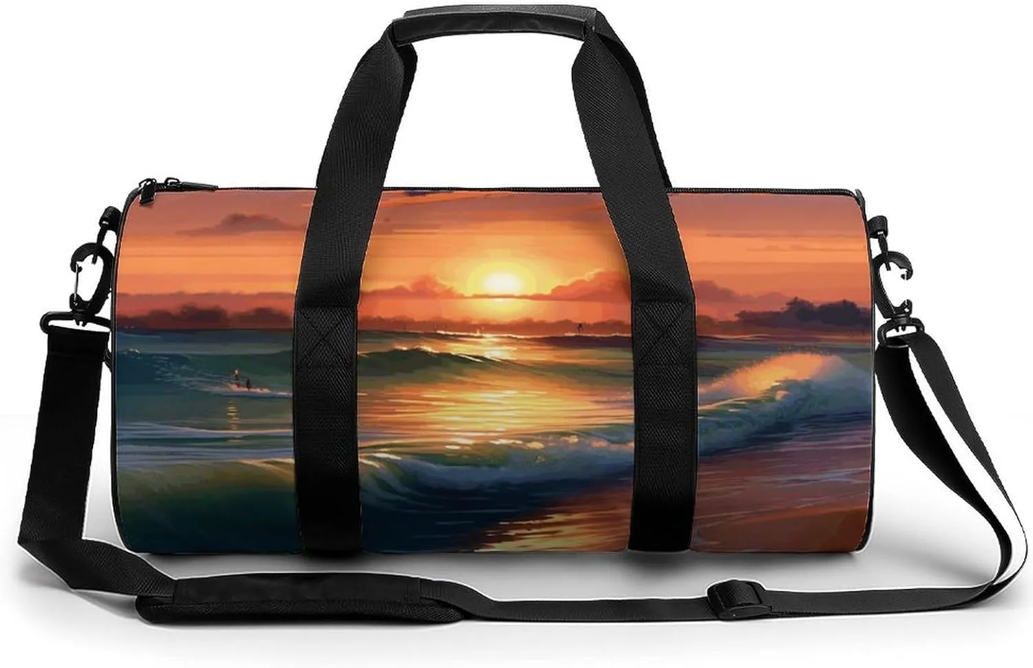 Travel Duffel Bag for Men And Women,Sunset Seaside Waterproof Sports Fitness Bag Portable Travel Duffel Bag