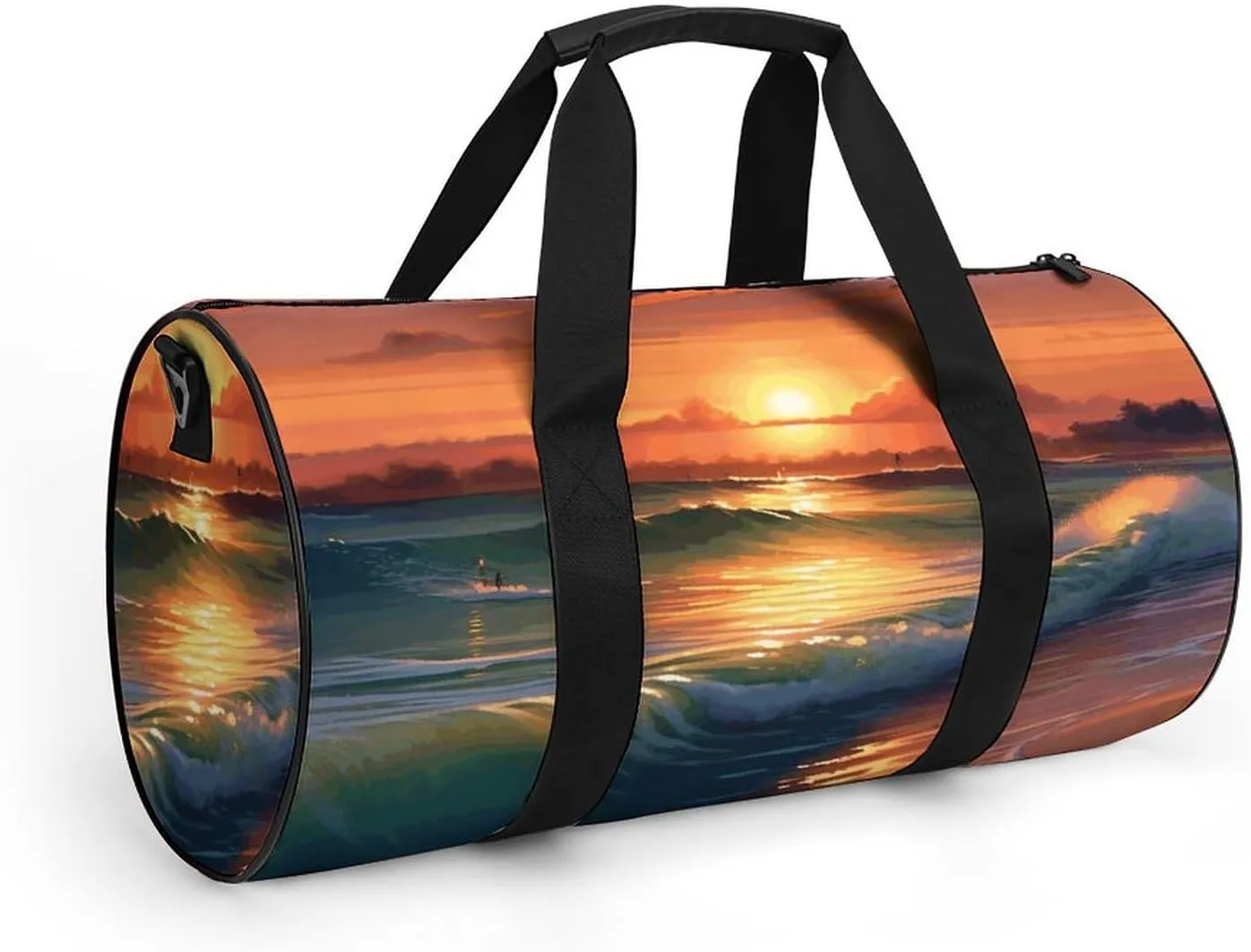 Travel Duffel Bag for Men And Women,Sunset Seaside Waterproof Sports Fitness Bag Portable Travel Duffel Bag