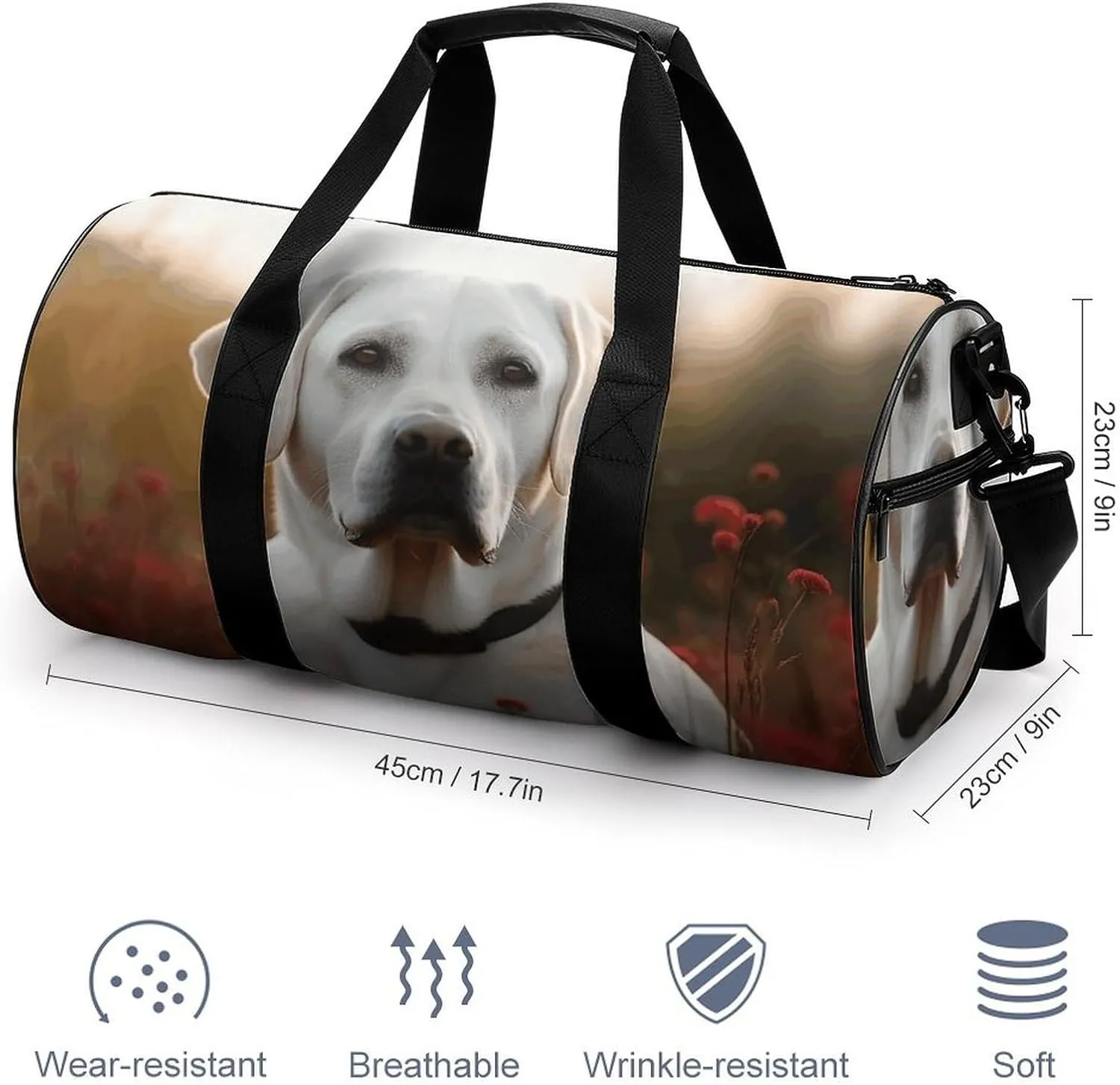 Travel Duffel Bag for Men And Women,White Labrador Waterproof Sports Fitness Bag Portable Travel Duffel Bag