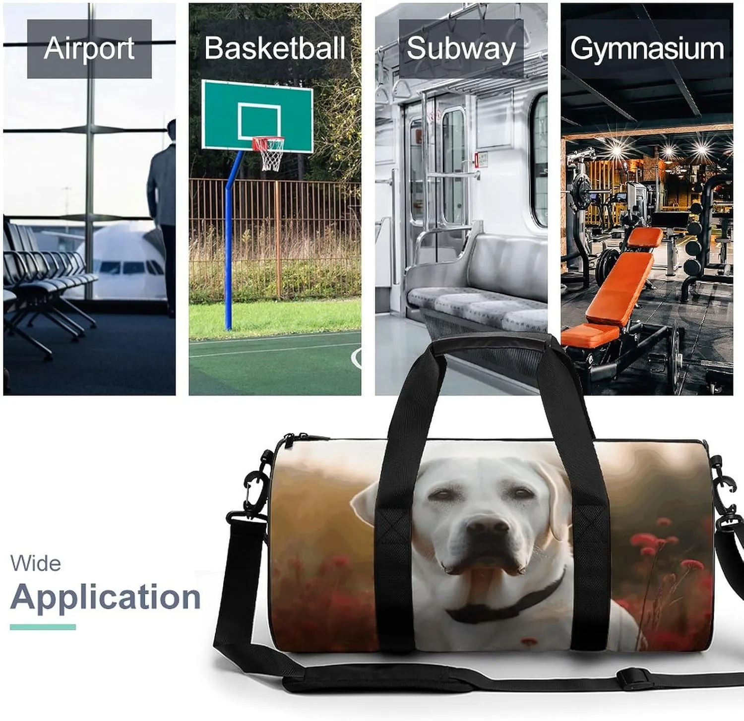 Travel Duffel Bag for Men And Women,White Labrador Waterproof Sports Fitness Bag Portable Travel Duffel Bag