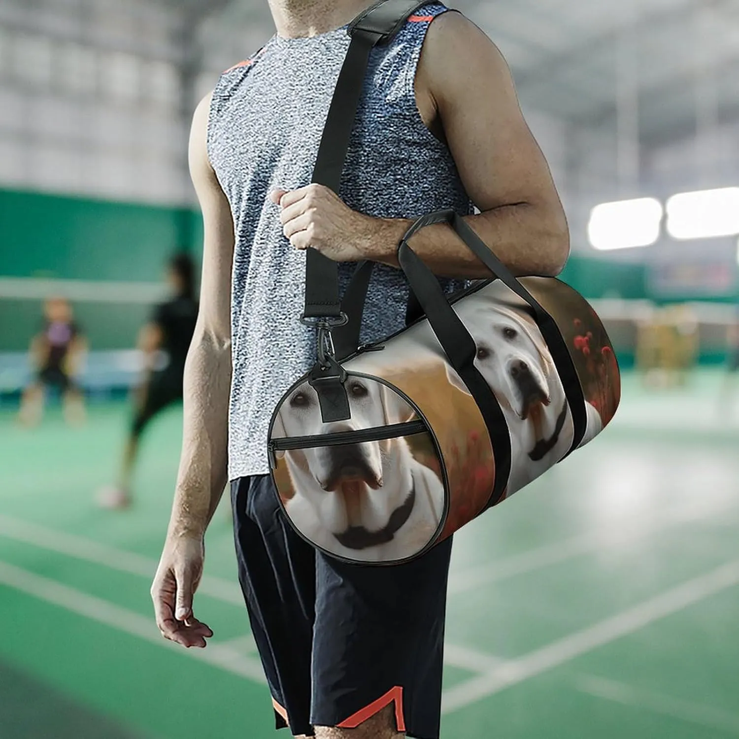 Travel Duffel Bag for Men And Women,White Labrador Waterproof Sports Fitness Bag Portable Travel Duffel Bag
