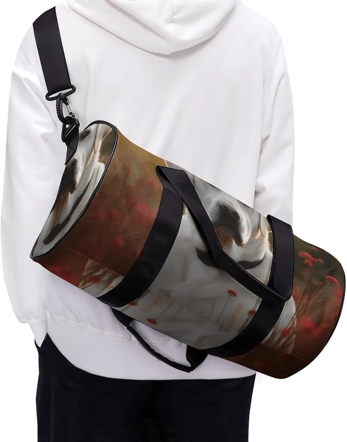 Travel Duffel Bag for Men And Women,White Labrador Waterproof Sports Fitness Bag Portable Travel Duffel Bag
