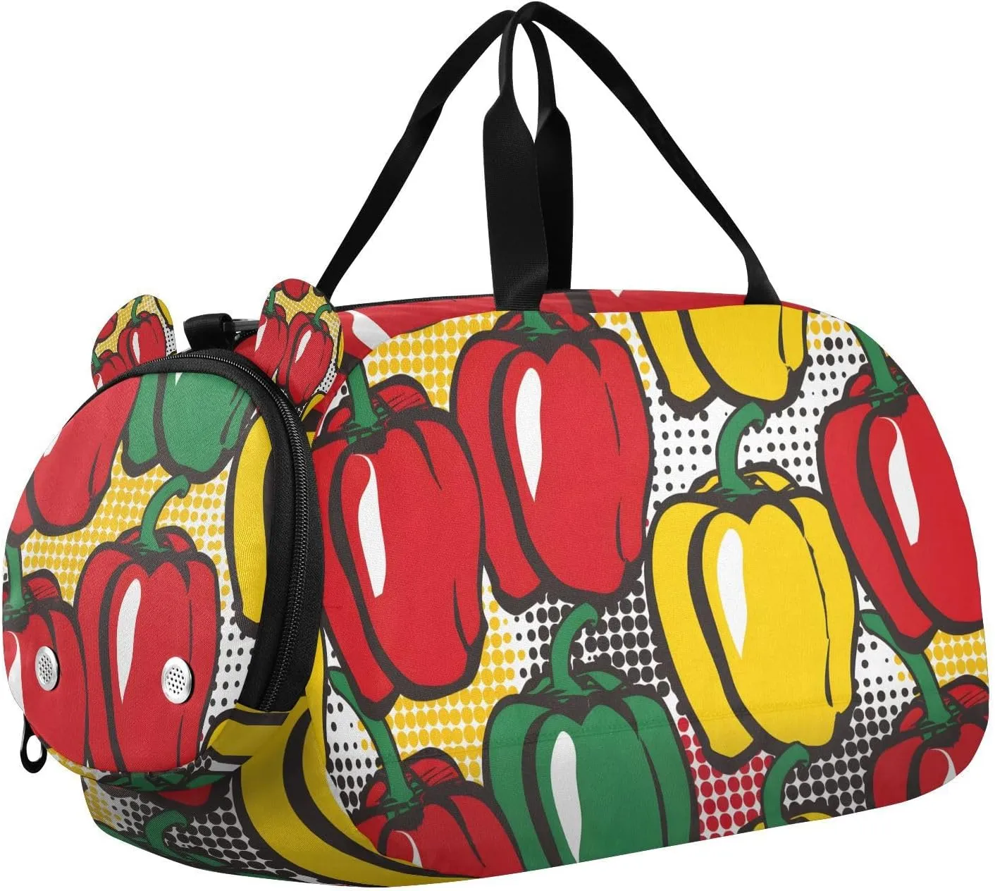 Travel Duffle Bag for Kids Boys Girls Color Pepper Vegetables Sports Bag Overnighter Duffle Sleepover Weekender with Shoes Compartment