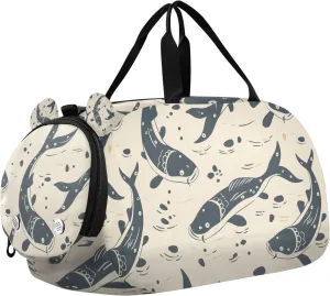 Travel Duffle Bag for Kids Boys Girls Fun Catfish Vintage Sports Bag Overnighter Duffle Sleepover Weekender with Shoes Compartment