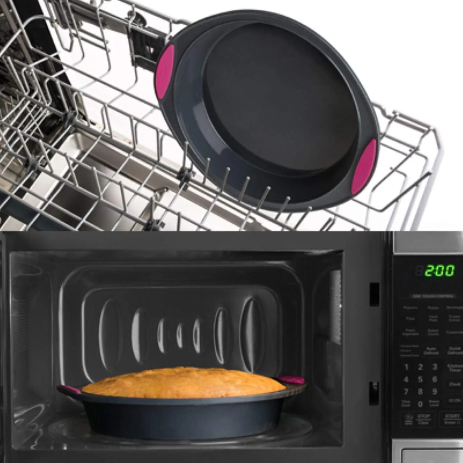 Trudeau Round Silicone Cake Pan, 9 inch, Fuchsia
