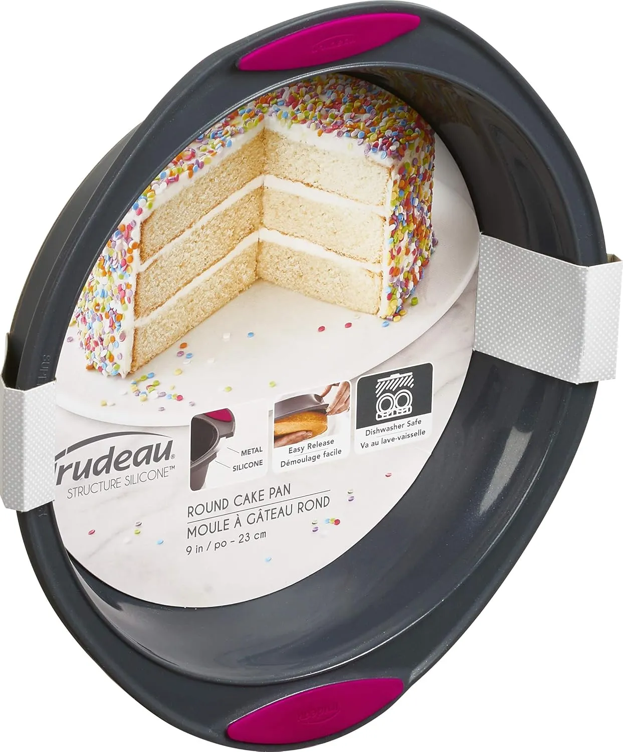 Trudeau Round Silicone Cake Pan, 9 inch, Fuchsia