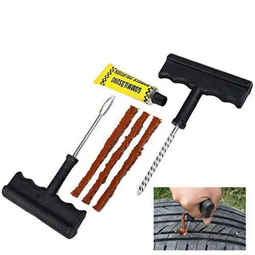 Tubeless Tire Repair Kit Complete Puncture Plug Tool Set for vehicle