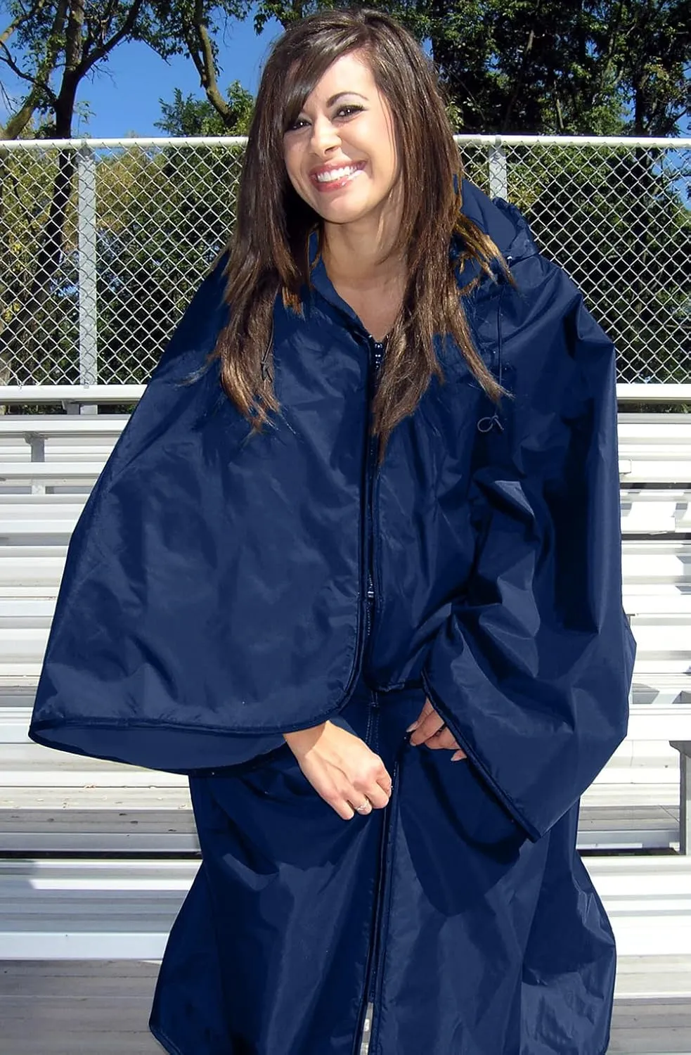 Ultimate SportsWrap - Patented - The Only Wearable Weatherproof/Stadium/Picnic/Sports Blanket, Complete with Upper and Lower Zippers, Lined & Adjustable Hood and Inside Hand Warmers, 70" X 58"