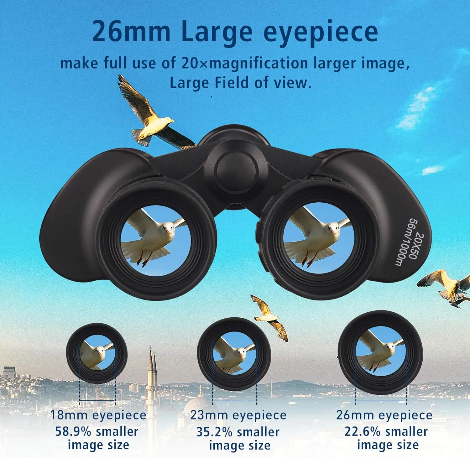 UncleHu 20x50 High Power Binoculars for Adults with Low Light Night Vision, Compact Waterproof Binoculars for Bird Watching Hunting Travel Football Games Stargazing with Carrying Case and Strap