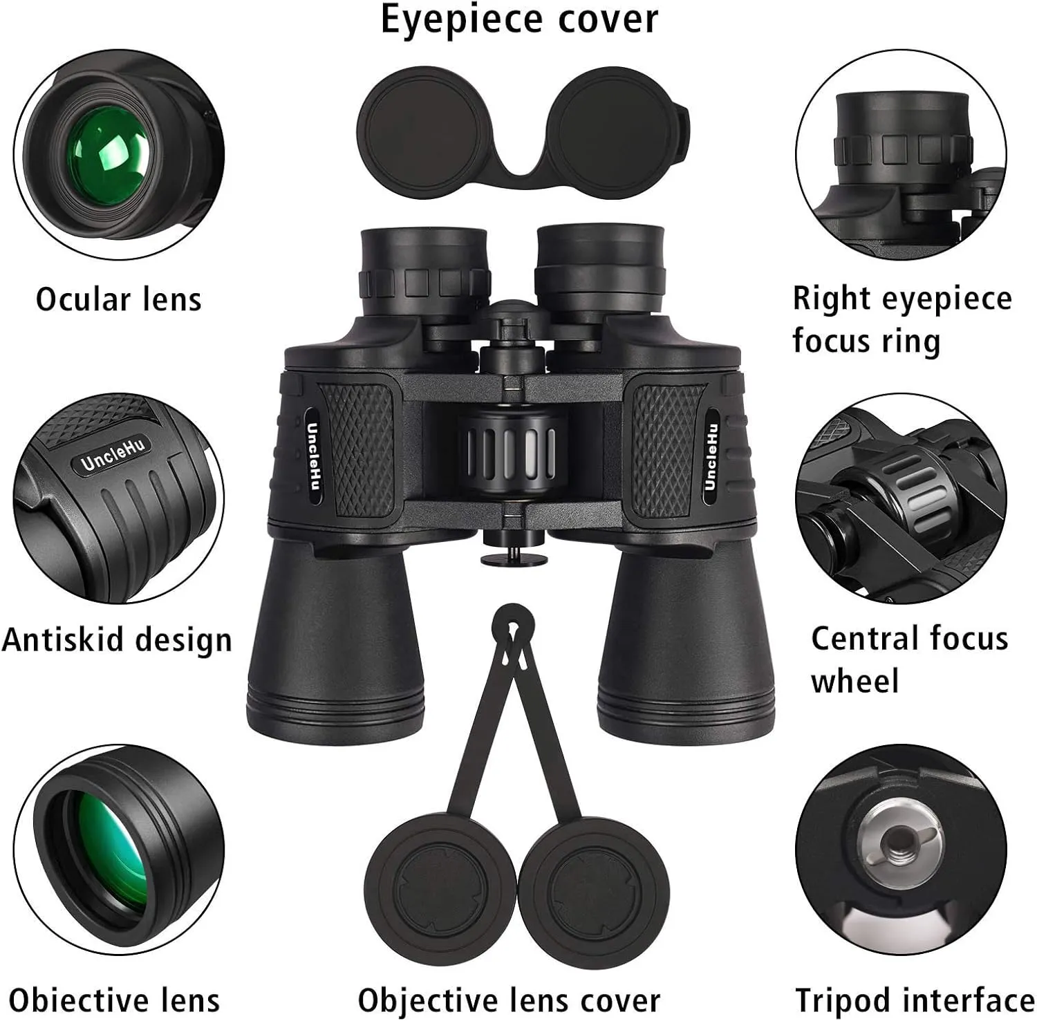 UncleHu 20x50 High Power Binoculars for Adults with Low Light Night Vision, Compact Waterproof Binoculars for Bird Watching Hunting Travel Football Games Stargazing with Carrying Case and Strap