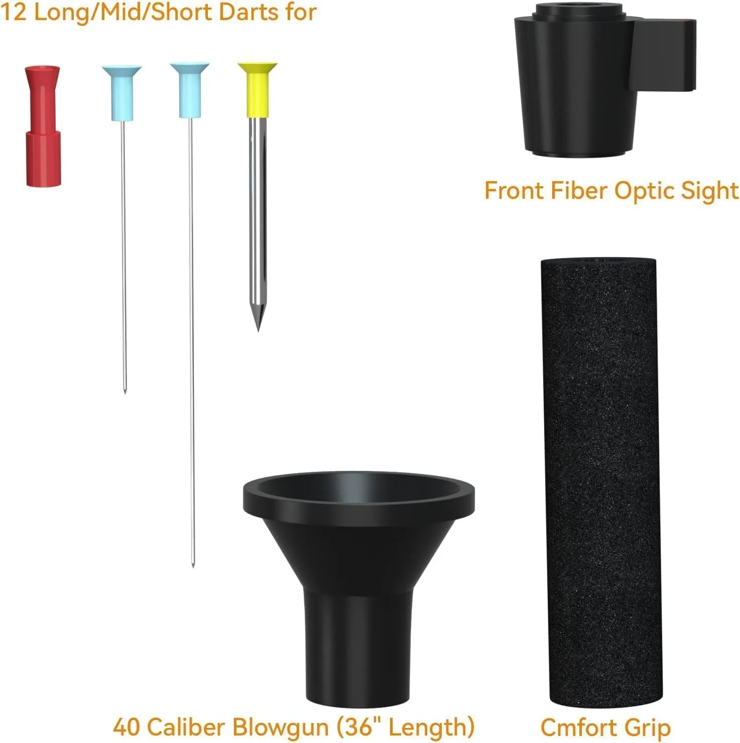 uolent 24" 36" 48" Portable Tactical Blowgun for .40 Caliber with Dart Set，Carry Bag - Perfect for Outdoor Target Practice