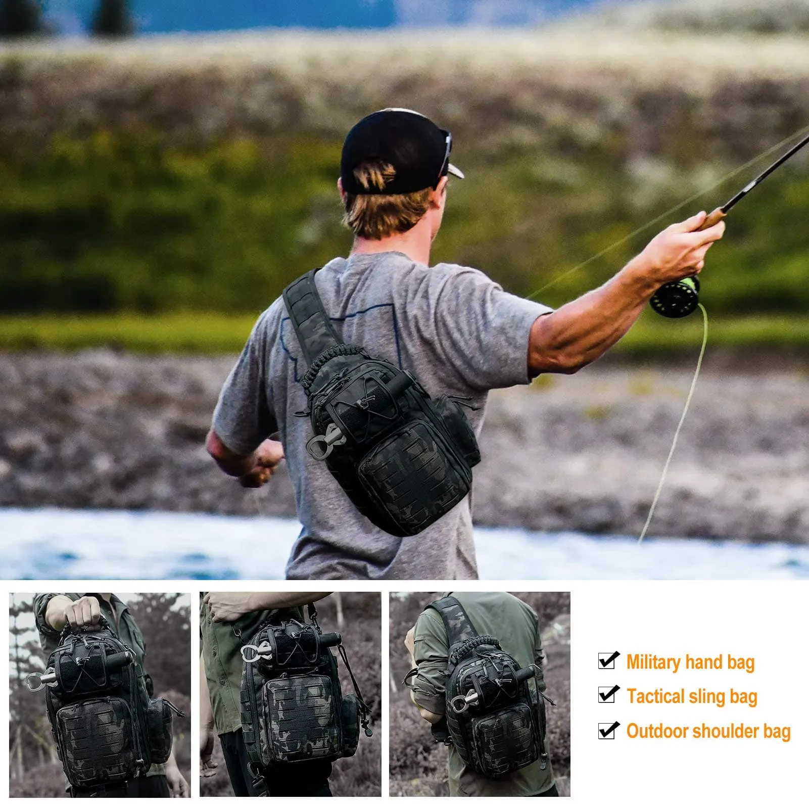 Upgraded Tactical Sling Bag with Waterproof and Anti-Cut Features for Military Use