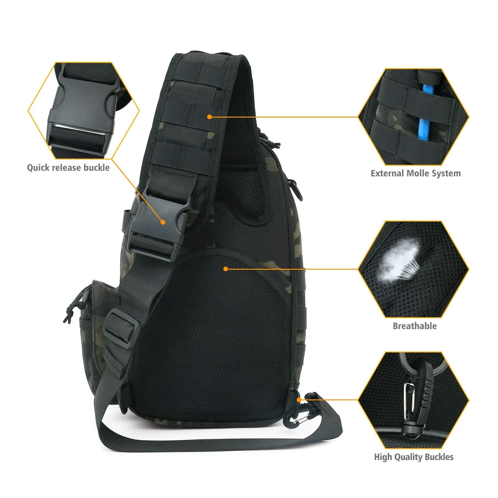 Upgraded Tactical Sling Bag with Waterproof and Anti-Cut Features for Military Use