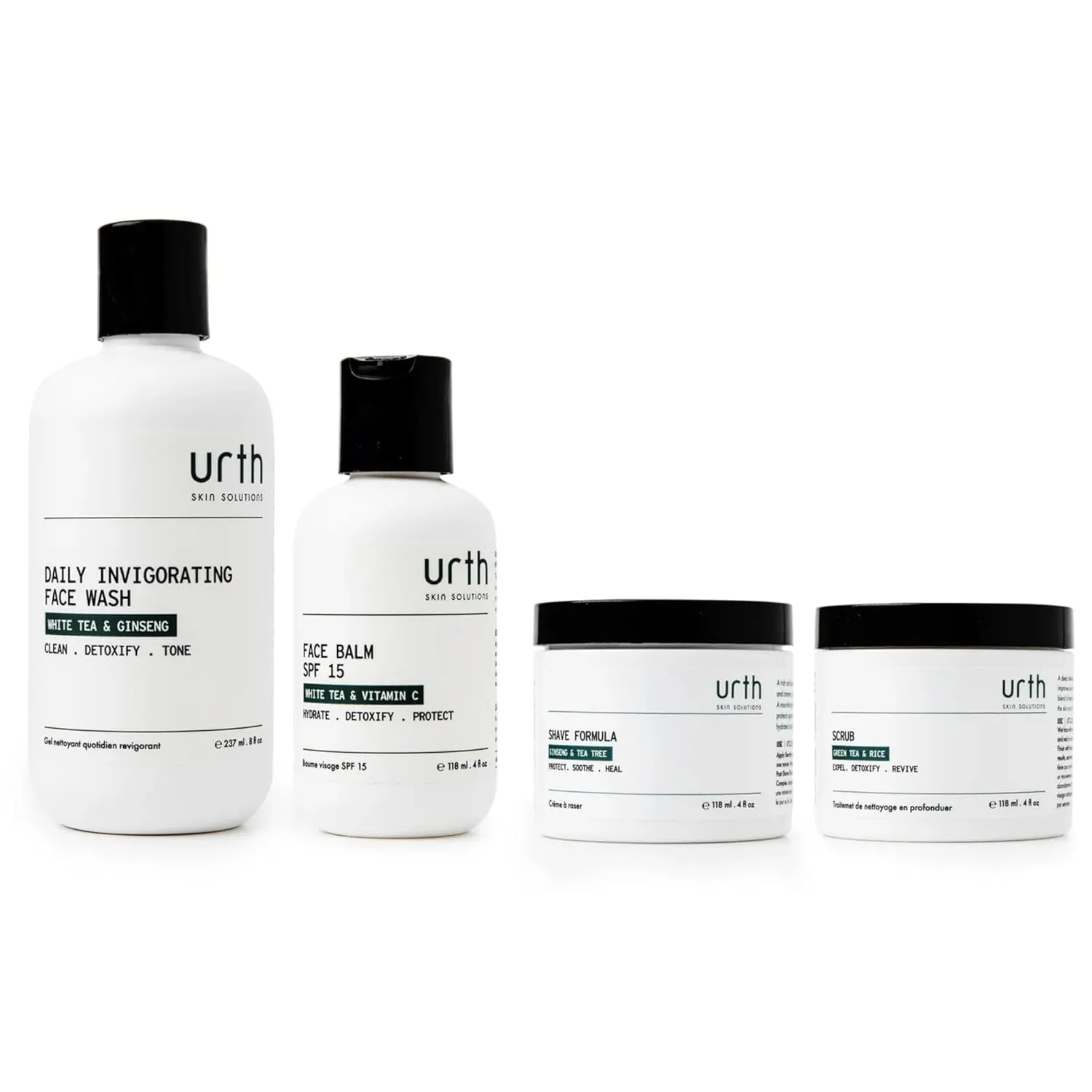 Urth Man's Best Friend Kit - Face Wash, Scrub, Shave Formula, Face Balm SPF 15 - Men's Skincare for Clean, Hydrated, Smooth & Protected Skin