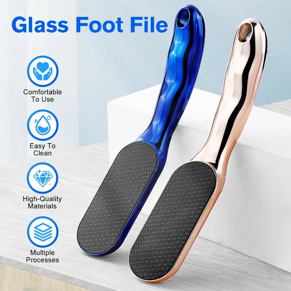 Veinsgrain Foot File, 2025 New Veins Grain Foot File,Nano Glass Foot File Callus Remover,Pedicure Tool for Smooth, Foot File for Rough Dead Skin Removal Callus (Gold Blue)