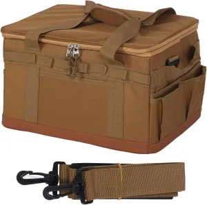 VGEBY 30L Camping Storage Bag, Multipurpose Large Capacity Lightweight Hard Camping Bag with Handles Khaki