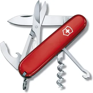 Victorinox Compact Swiss Army Knife, 15 Functions, Swiss Made Pocket Knife with Large Blade, Screwdriver, Corkscrew and Multipurpose Hook - Red