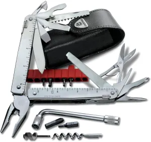 Victorinox Swiss Tool X Plus Ratchet Swiss Army Knife, 35 Function Swiss Made Multi-Tool with Needle-nose pliers, Wire Cutter, Crate Opener and Large Blade - Silver