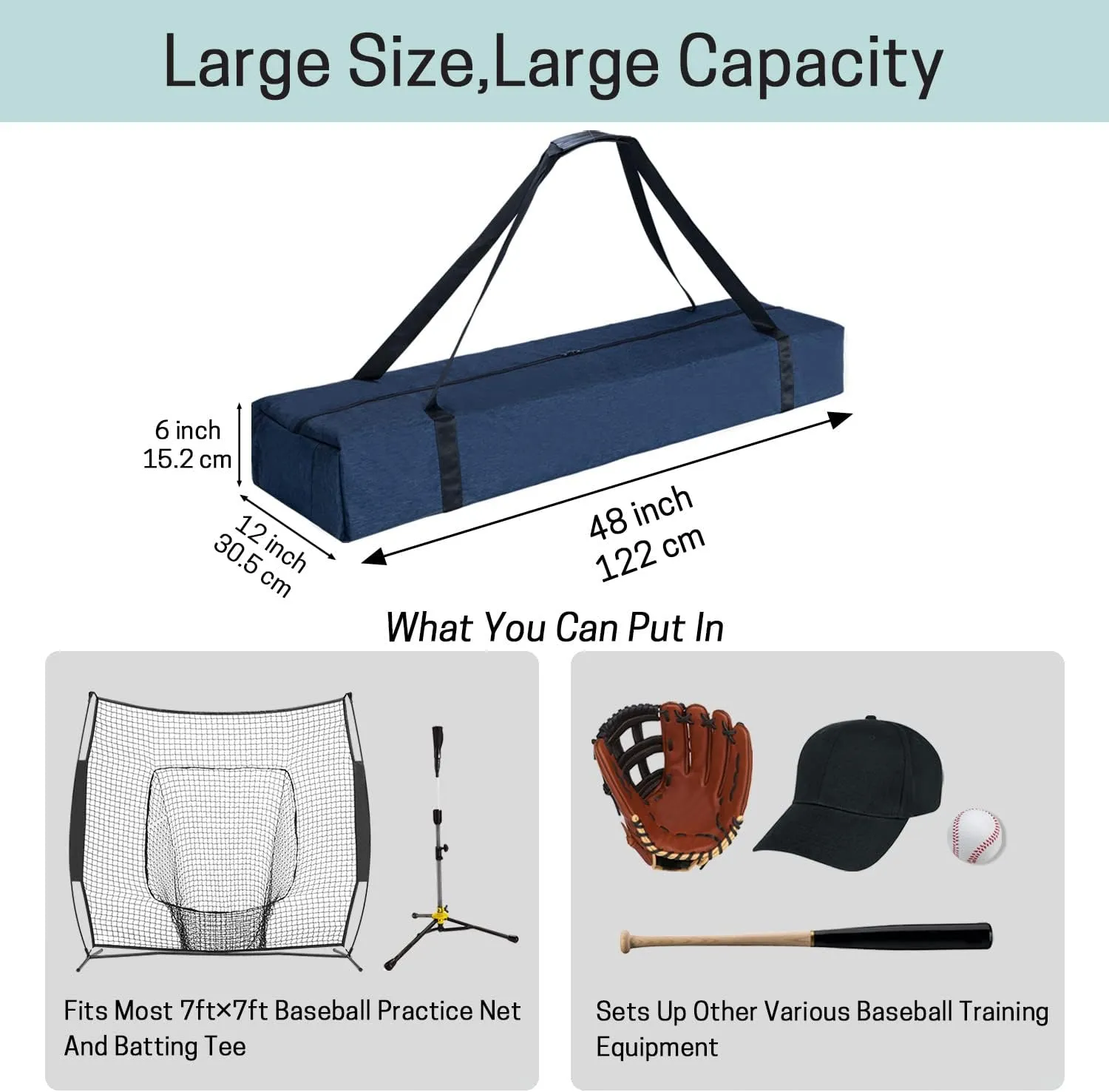 VISEMAN Baseball Softball Bow Style Net Replacement Bag Only,Baseball Practice Net Bag,Baseball Net Duffel Bag - Fits 7 x 7 Practice Net Systems for Teams & Coaches