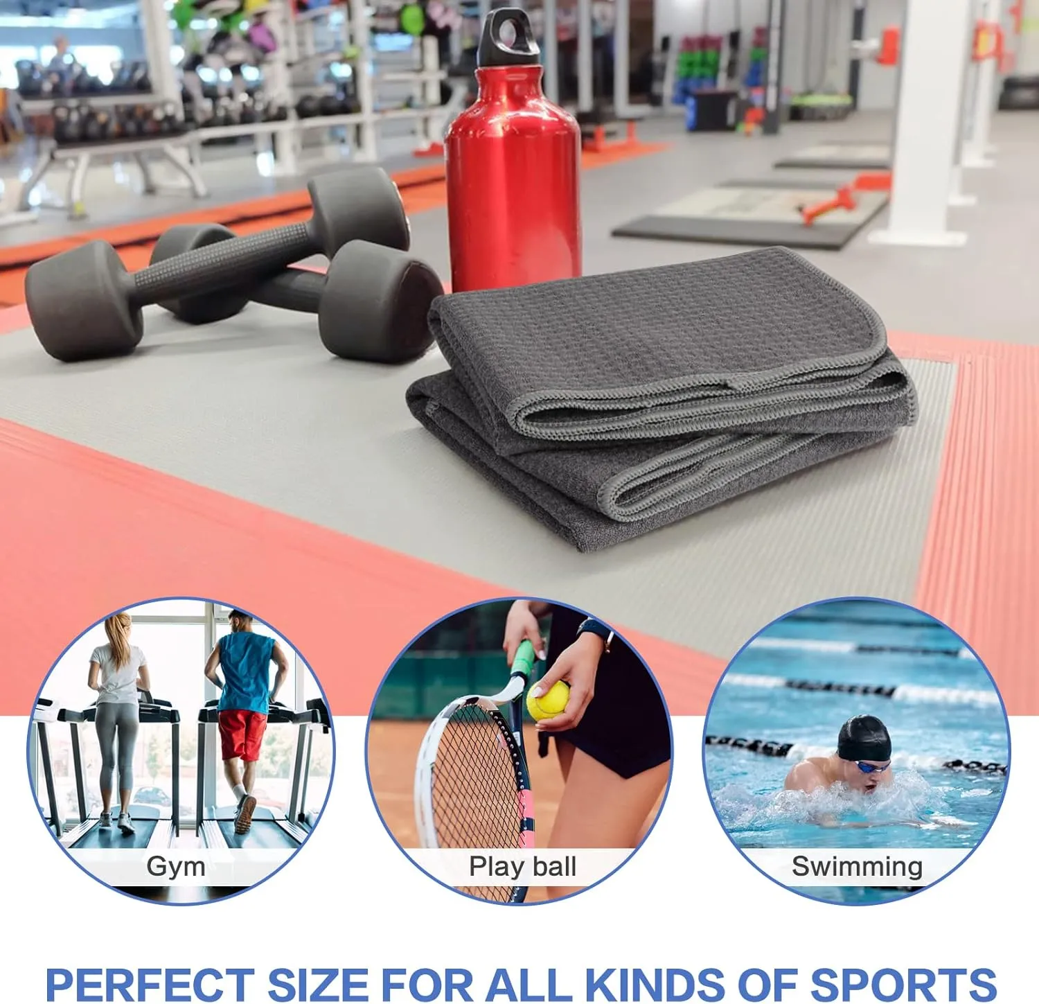 VIVOTE Microfiber Gym Towels Sports Sweat Towel Super Absorbent Ultra Soft Multi-Purpose Man Women Fitness Workout Travel Camping Hiking Yoga 16 Inch X 32 Inch