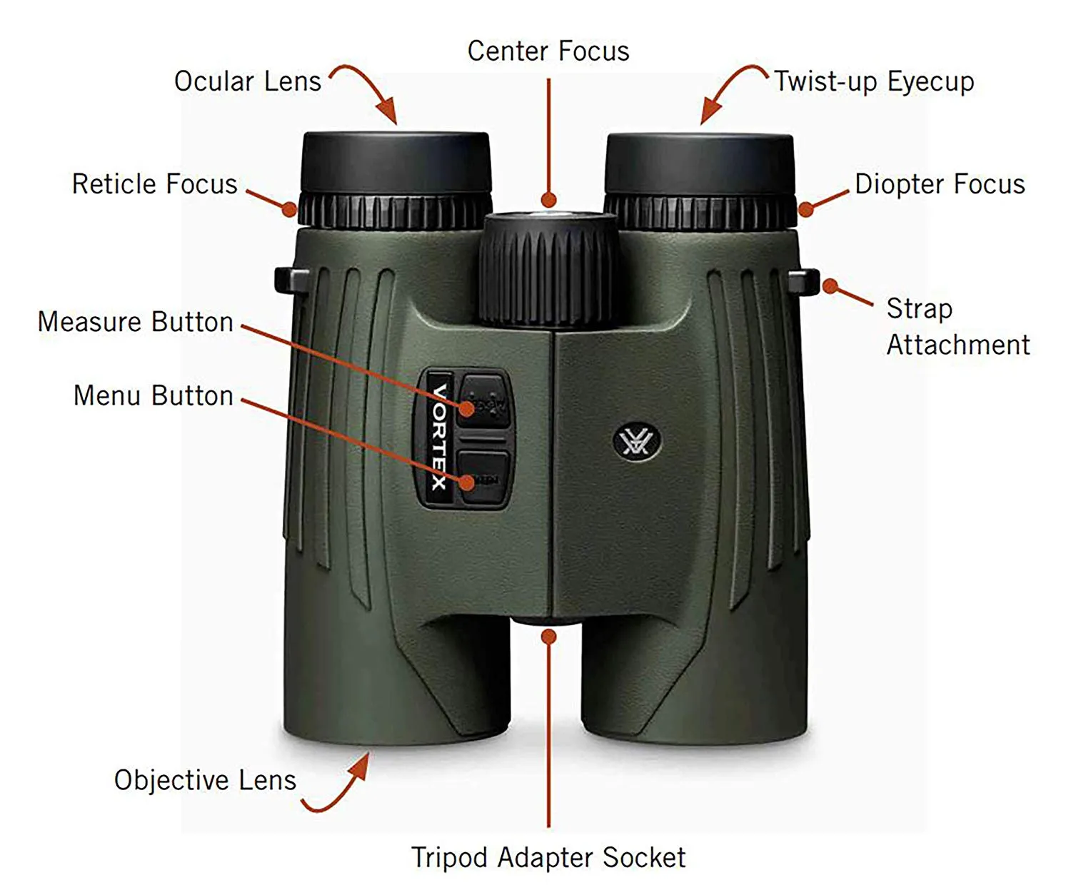 Vortex Optics Fury HD 5000 Roof Prism Laser Rangefinder Binocular LRF301