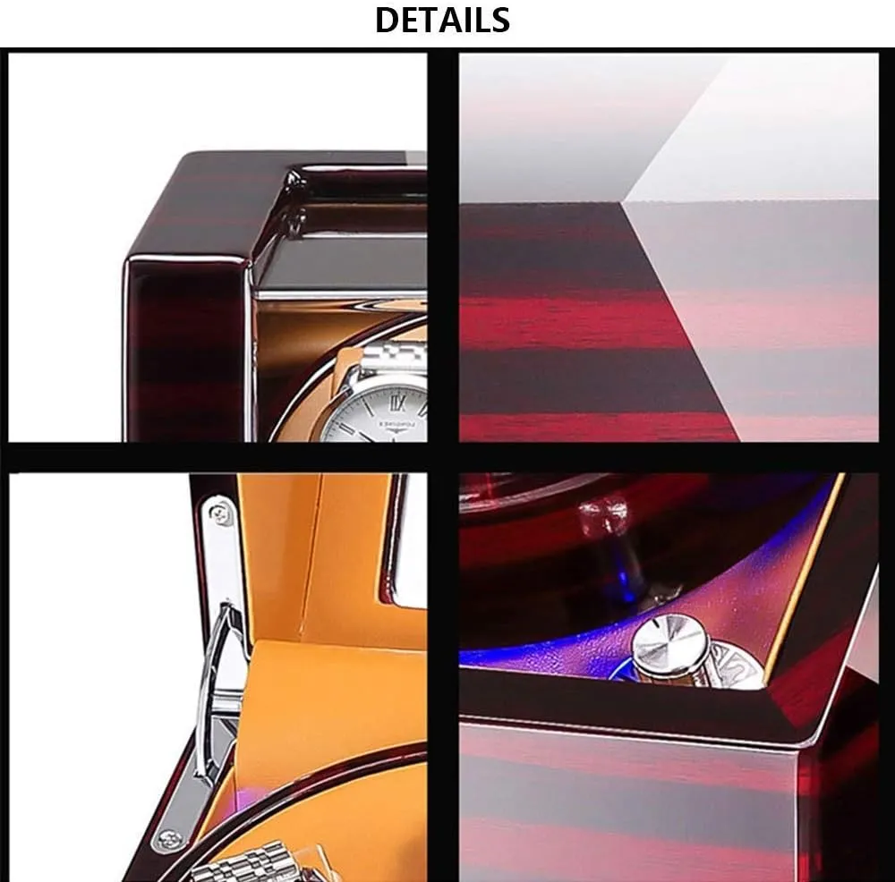 Watch Winder for 6 Watches   10 Storage LED Light Wood Shell Piano Varnish Exterior, Leather Interior, Silent Motor Watch Winder Display Watch Box Storage (B A)